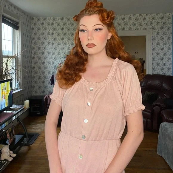 Pink Button-Front Dress - Picture 3 of 5